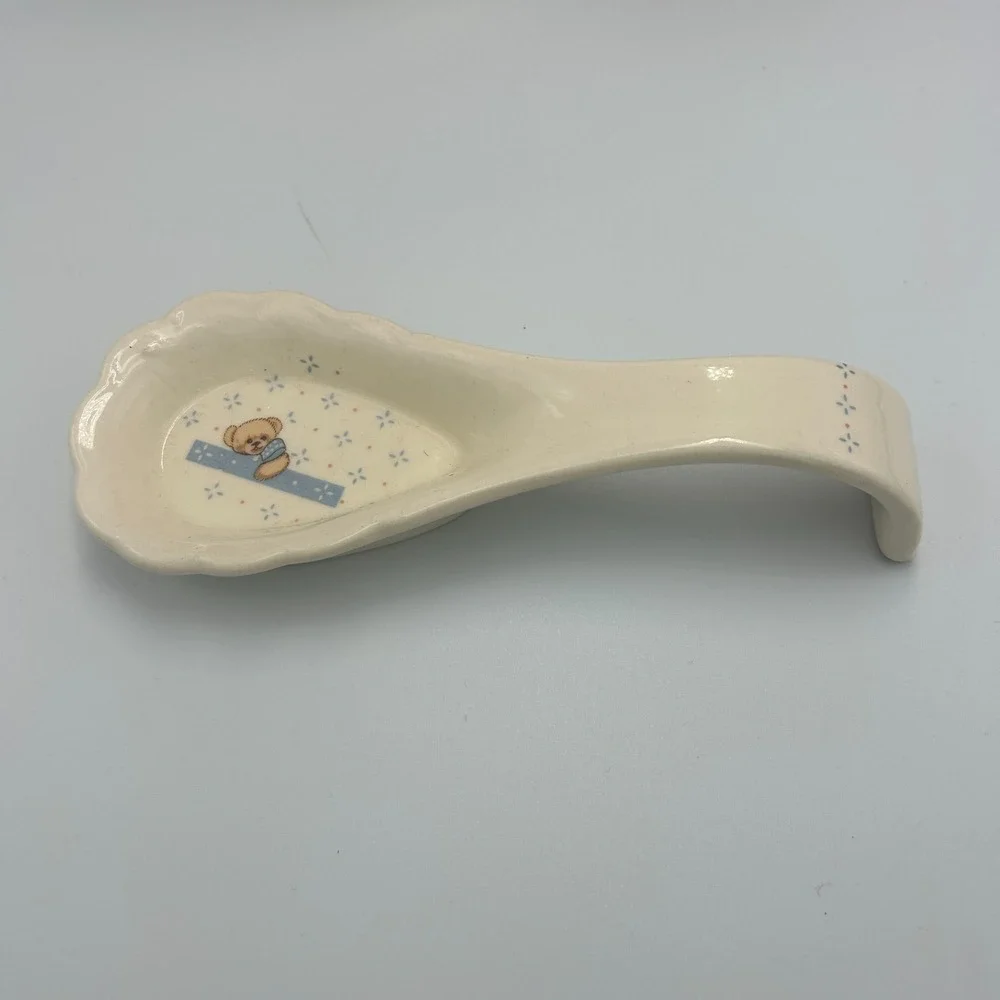 Vintage Tienshan Stoneware Country Bear Cottage Pitcher Bowl Spoon Rest Granny